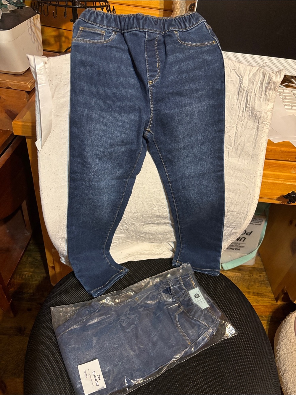 Girl Elastic Waist Denim Jeans - Dark Blue two pair brand new!